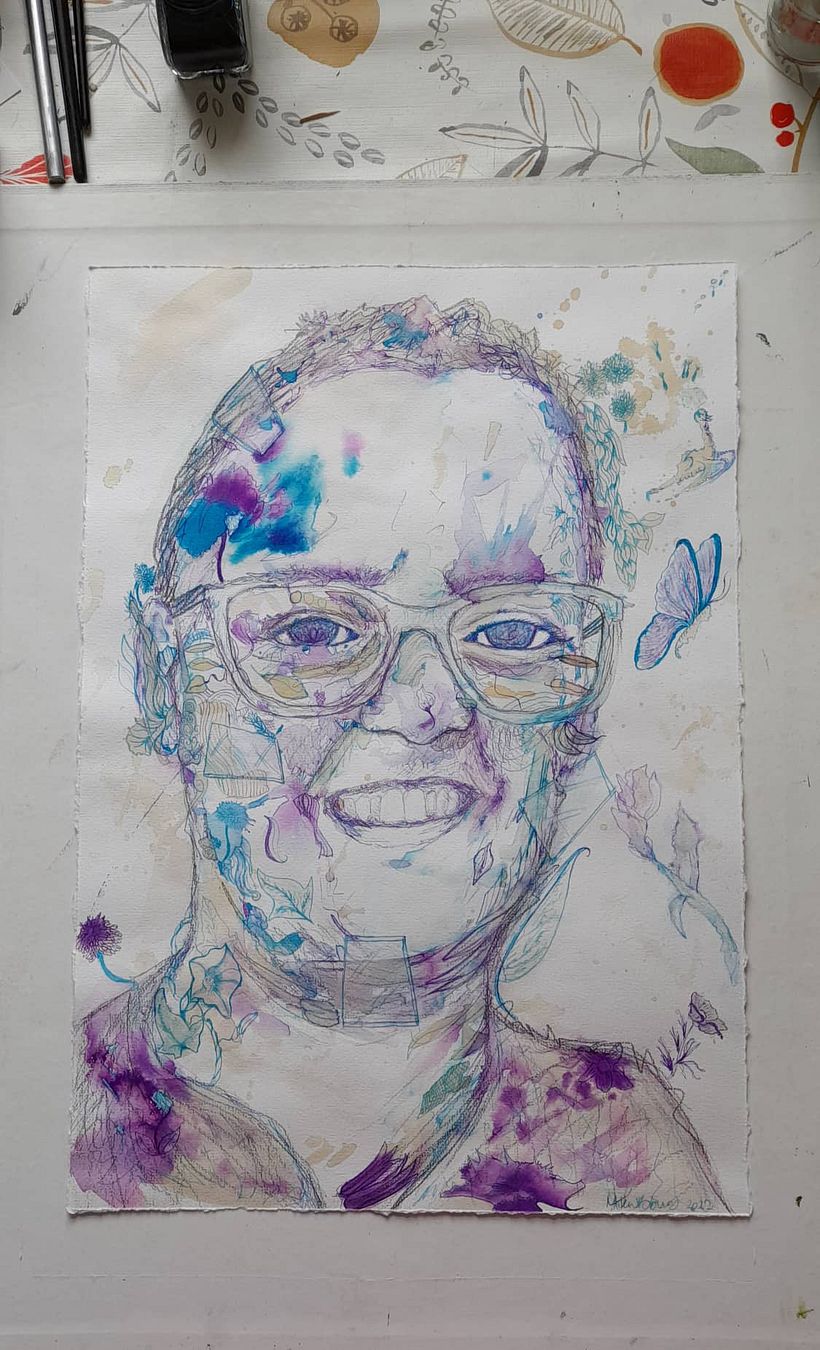 My project for course: Experimental Portraiture with Ink, Tea and Alcohol 1