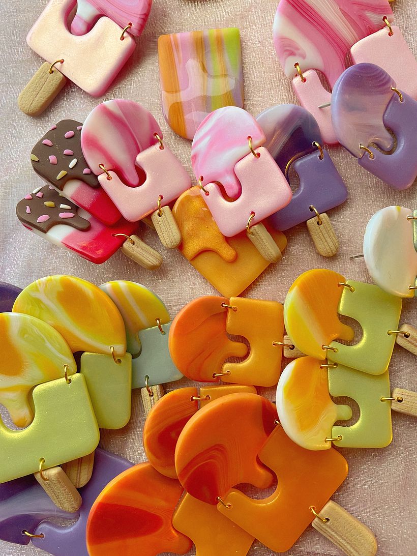 Finished selection of ice lolly inspired earrings