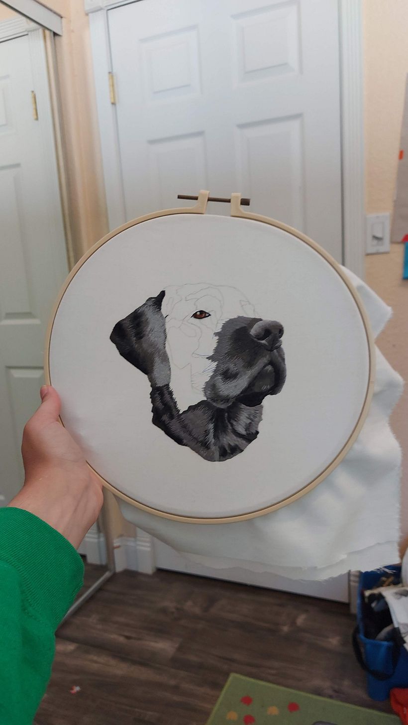 Mi proyecto del curso: Retratos bordados de mascotas: pinta con hilo 5