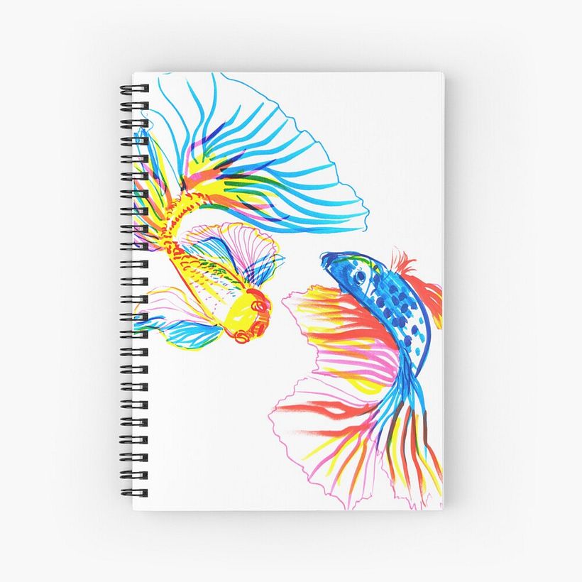 My illustration as a mock-up notebook cover, via Redbubble.com