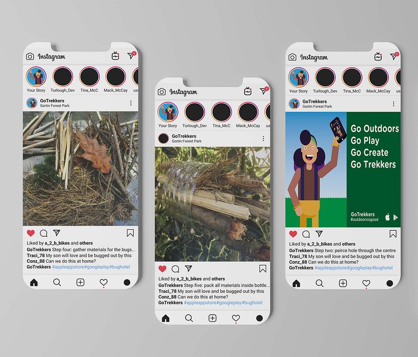 Social media campaign screens.