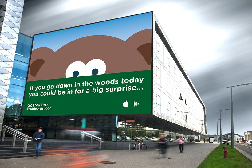 Barry the bear’s call to action. The scale of the bear's eyes stop people, encourages them to stop and look and look further.