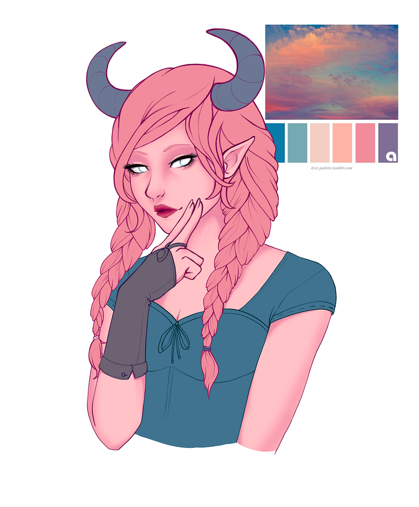 Process of the second try, part 3 - I decided to use a color pattern to get inspired for the colors here.