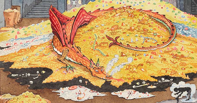 "Conversation with Smaug" (1937), via the Tolkien Estate.