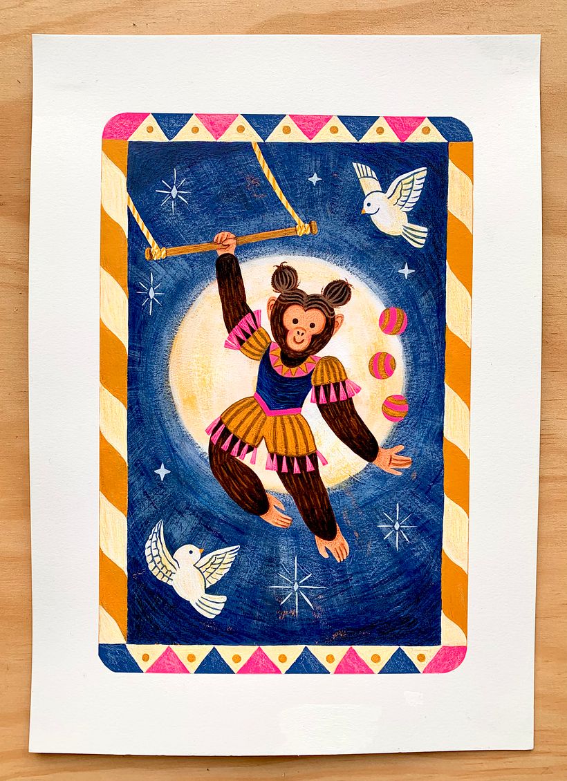 Final artwork in gouache and coloured pencil