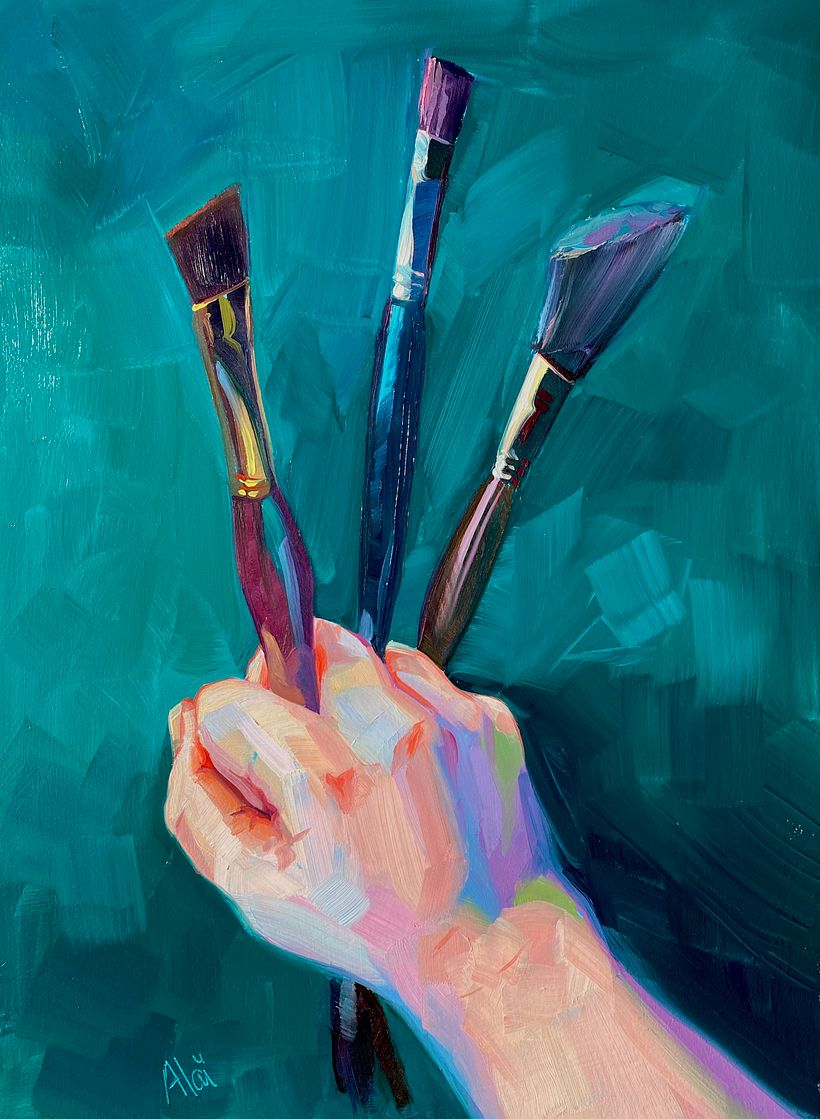 Wolverine's brushes, oil painting, 2022