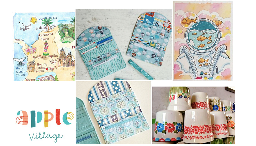 Este fue el mood board que resultó de buscar estampados y doodles relacionados con el mar.