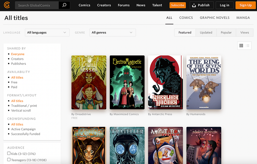 GlobalComix marketplace.