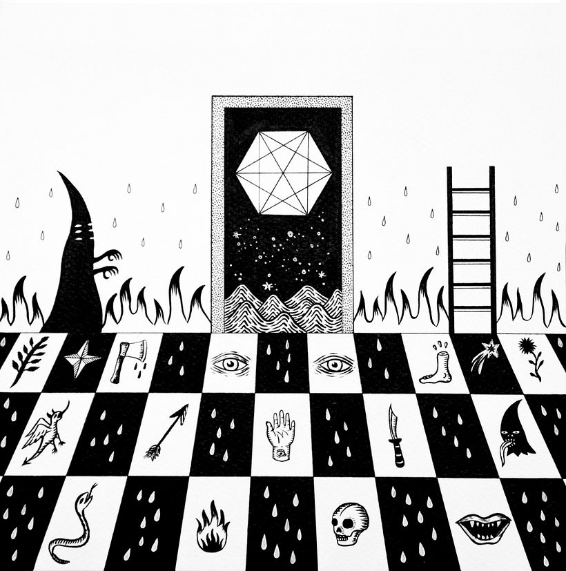Diseño de arte para el disco Pseudo Super Science, de Abominables, 2015. 1
