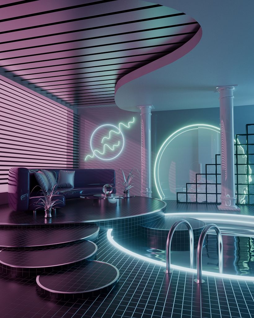 My project for course: 3D Interior Visualizations: Design Retro Spaces in Cinema 4D 5