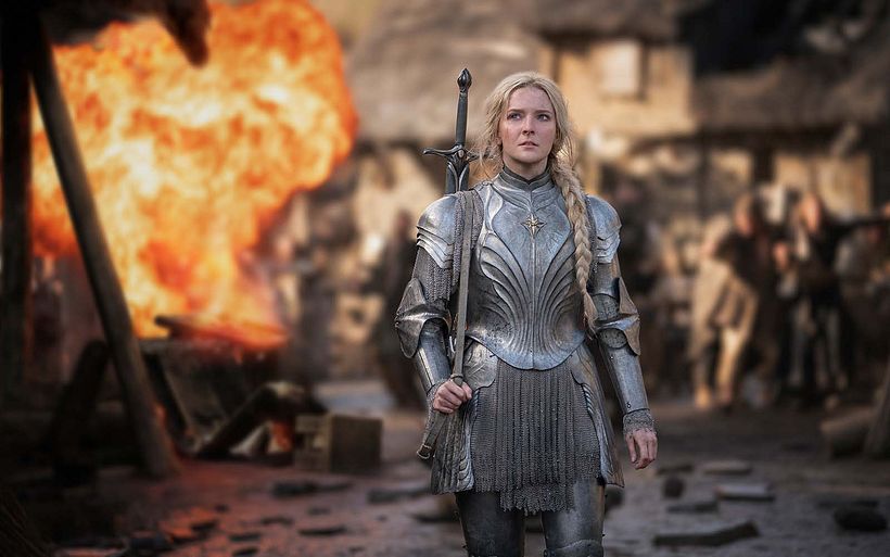 Galadriel in The Rings of Power. Image: Ben Rothstein / Prime Video.