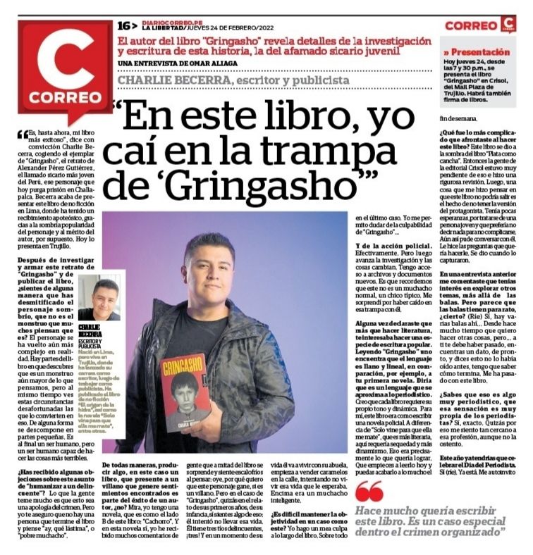 Una entrevista que salió a poco de la publicación.