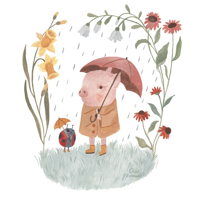 From gouache painting to greeting card