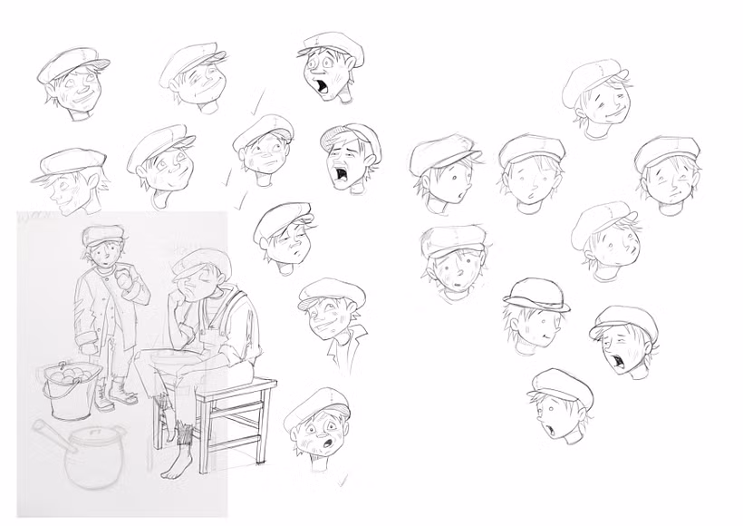 Character expressions of 2 versions of the boy protagonist