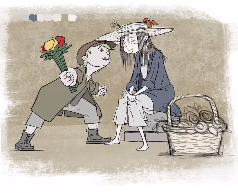 Colour rough of one scene.