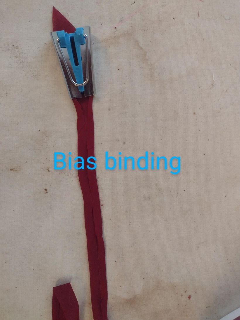 showing how i prepped my bias binding for model 2 design