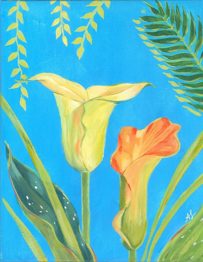 Yellow Calla Lily on small size canvas