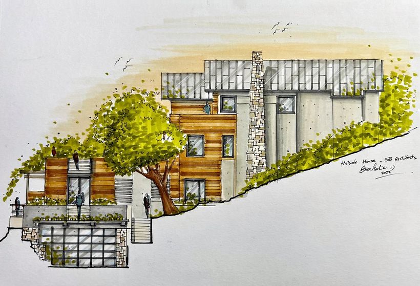 Marker rendering ( Hillside house / SB Architects) 