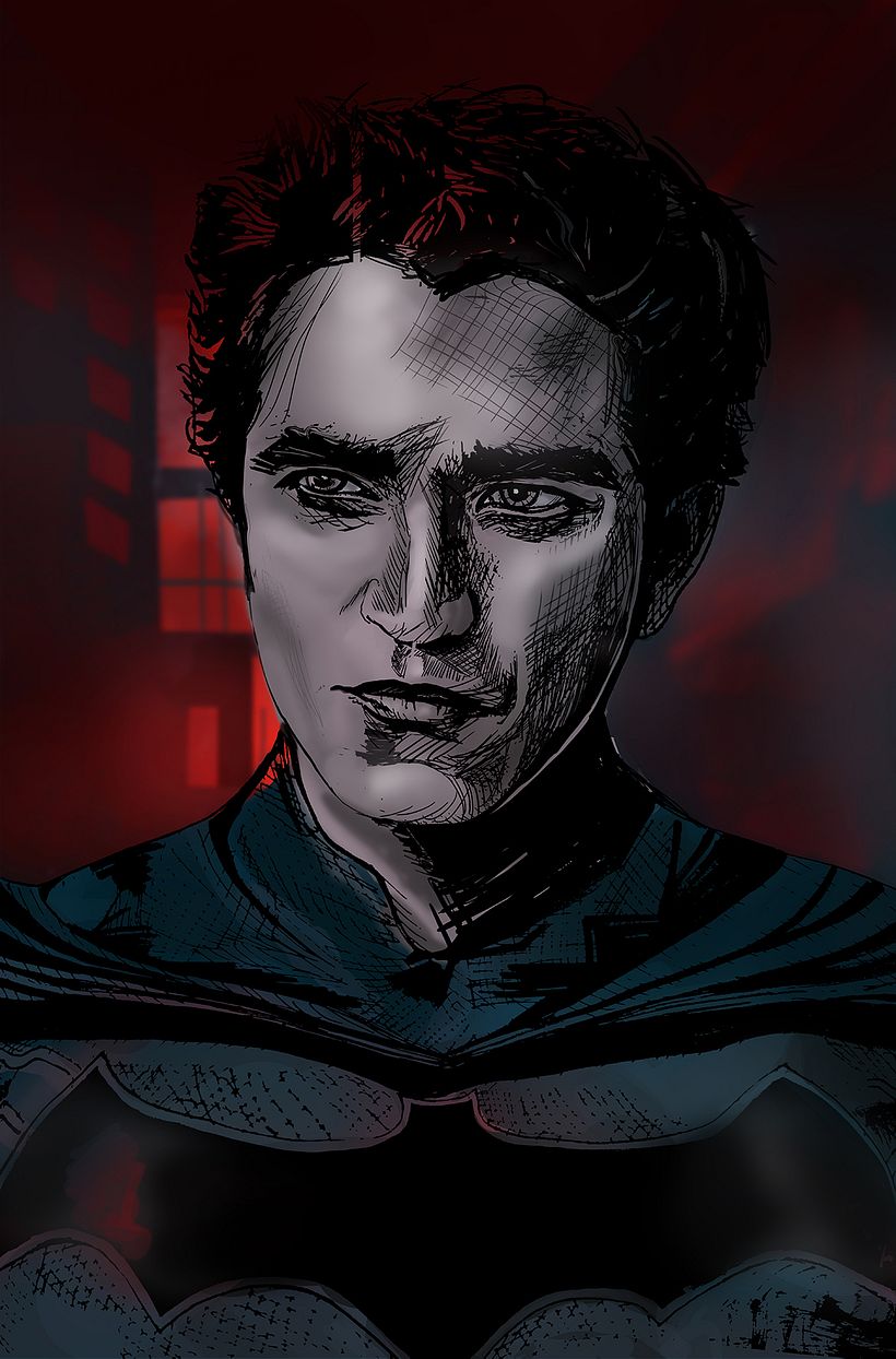 Quise agregar tonos rojos por los carteles y fui creando este fondo con algunas ruinas detrás