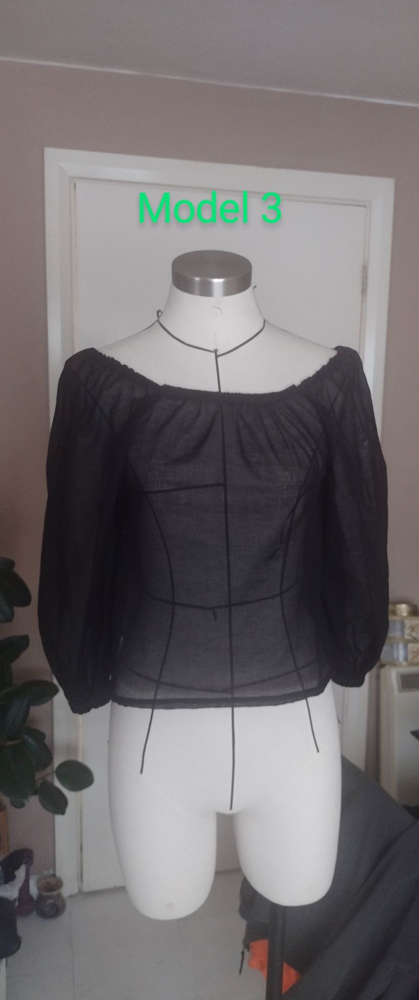 model 3 on black draping muslin