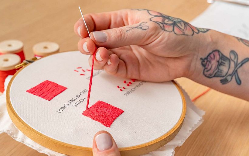 A preview of the templates you'll find below, which Cristin has transferred onto fabric.