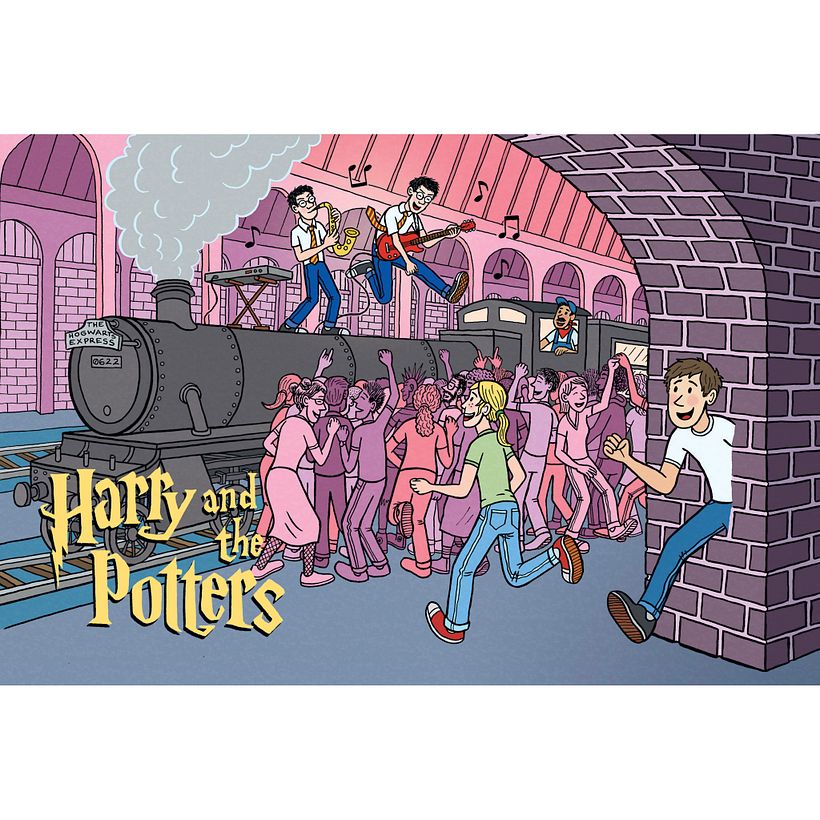 Rocking out on Platform 9 3/4 (I later realized the Hogwarts Express is supposed to be red - whoops!)