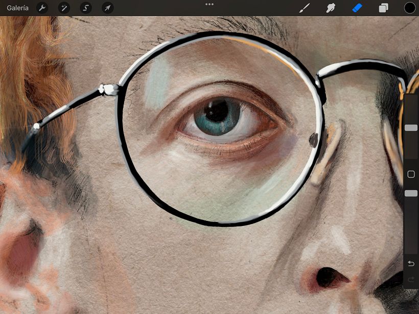 Detalle del ojo sin meter mucho color ni textura.