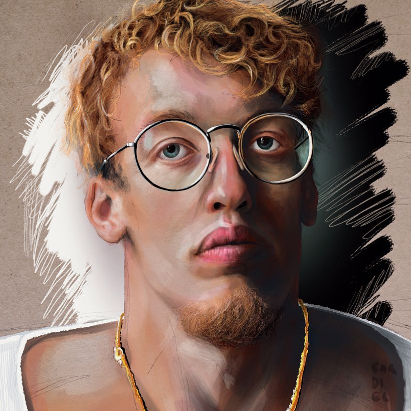 Personaje con los ojos abiertos.