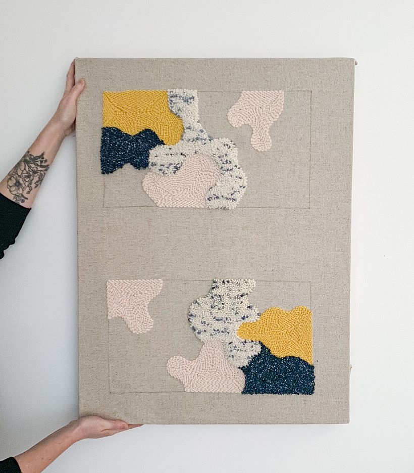 Pour réaliser ces deux coussins (qui mesurent chacun 28 par 40 cm), j'ai utilisé un châssis.
