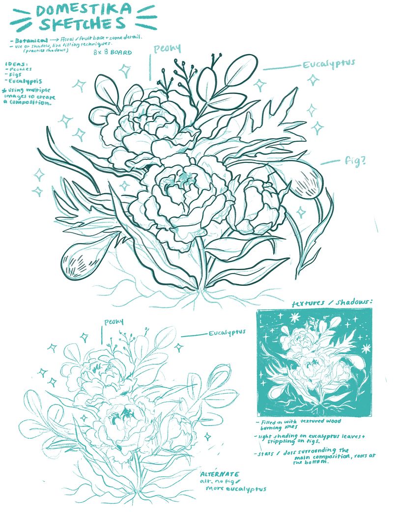 Here's the full sketch break down - I have a line version + notes for me to transfer on wood.