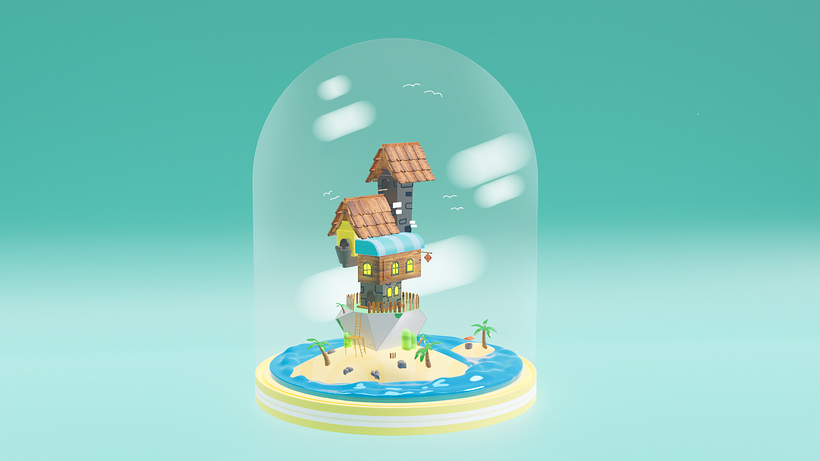 Mi proyecto del curso: Creación de mundos 3D en miniatura con Procreate y Cinema 4D 3
