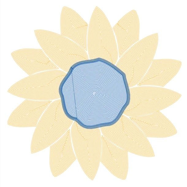 Motif de broderie Contour Fill Sunflower via Ink Stitch.