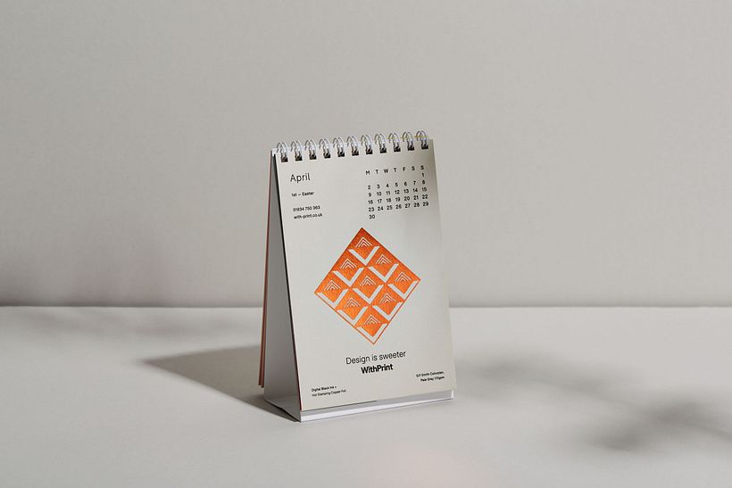 April calendar design with copper hot foil stamping design by Laura Jane Boast