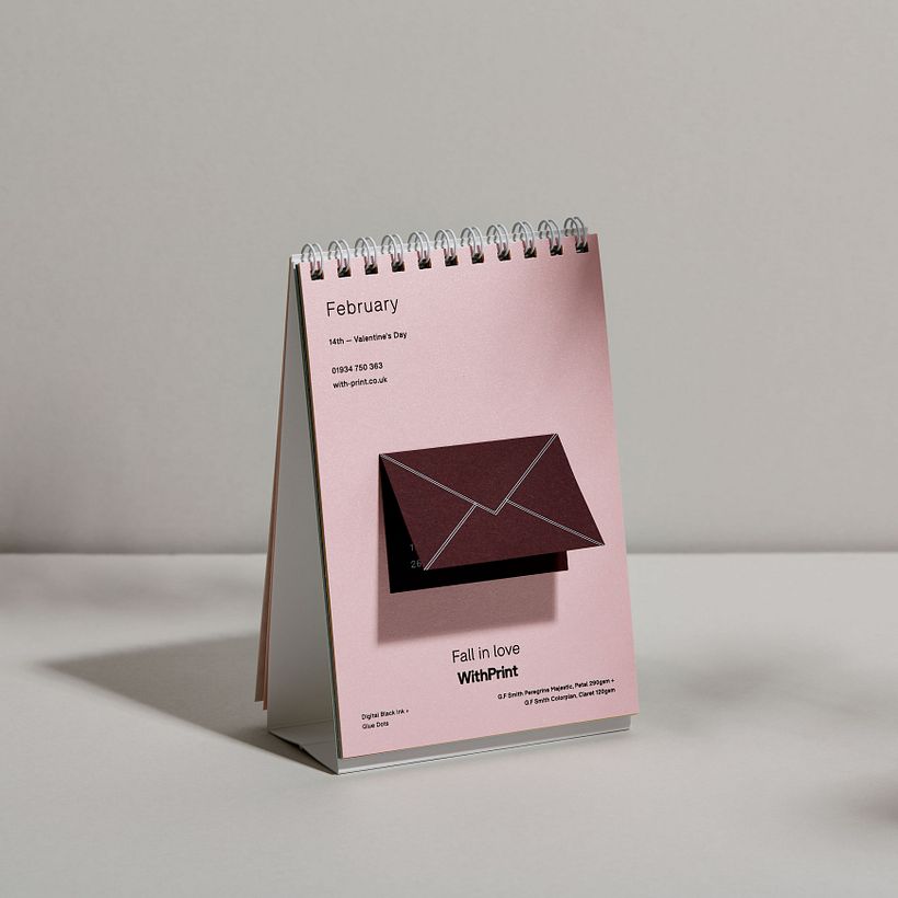 February calendar design with mini envelope by Laura Jane Boast
