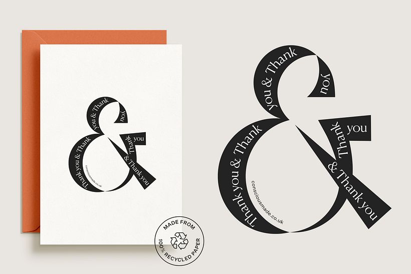 '& Thank you' greetings card by Laura Jane Boast