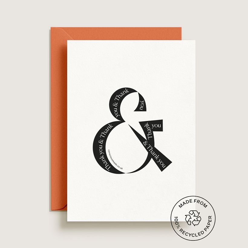 '& Thank you' greetings card by Laura Jane Boast