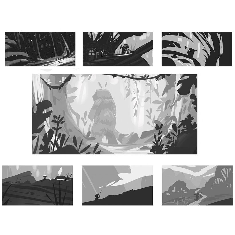 I started with some thumbnails I already had because I wanted to dive into the color part straight away.
