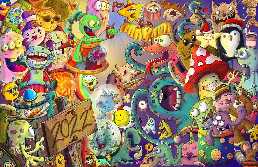 doodles espacial - Geleneksel illüstrasyon