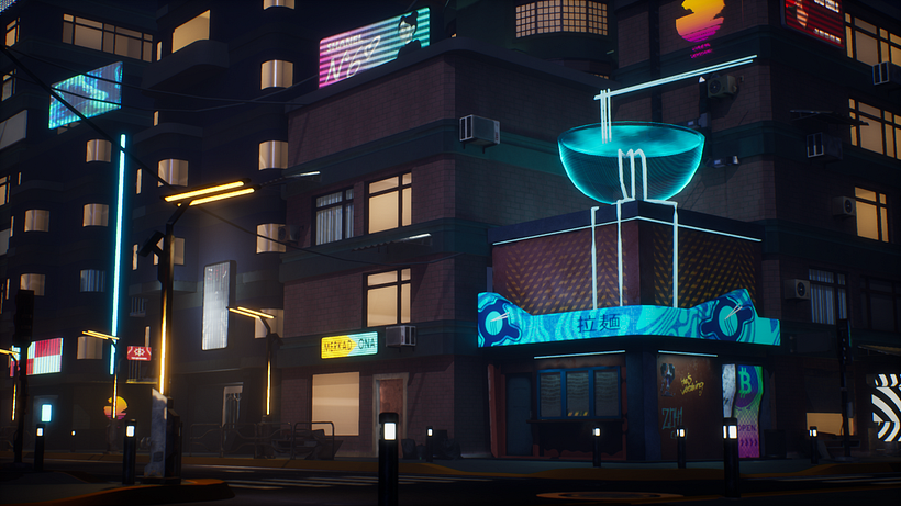 -District 08- My project for course: Game Environment Design: Cyberpunk Scenes with Unreal Engine 3