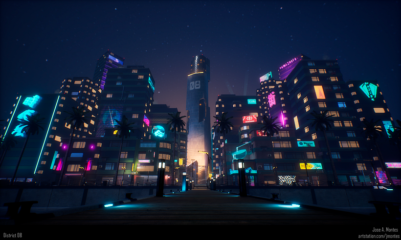 -District 08- My project for course: Game Environment Design: Cyberpunk Scenes with Unreal Engine 2