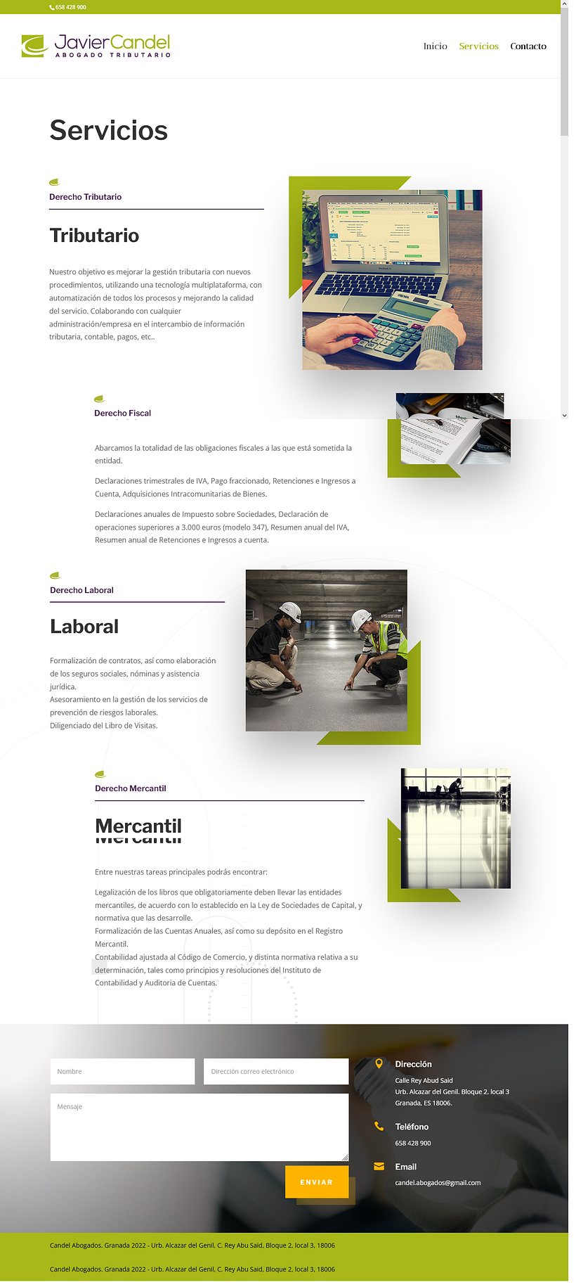 Wordpress Candel Abiogados - Servicios