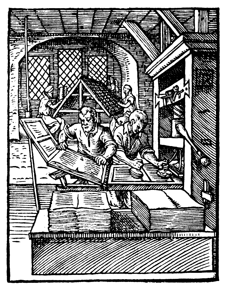 Woodcut (1568), from 'A History of Graphic Design' (1998), via Wikipedia.