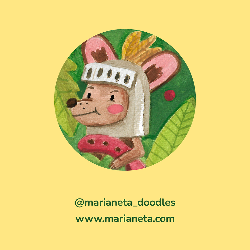 Los ratones (y gato): Acuarela en negativo para ilustración infantil 9