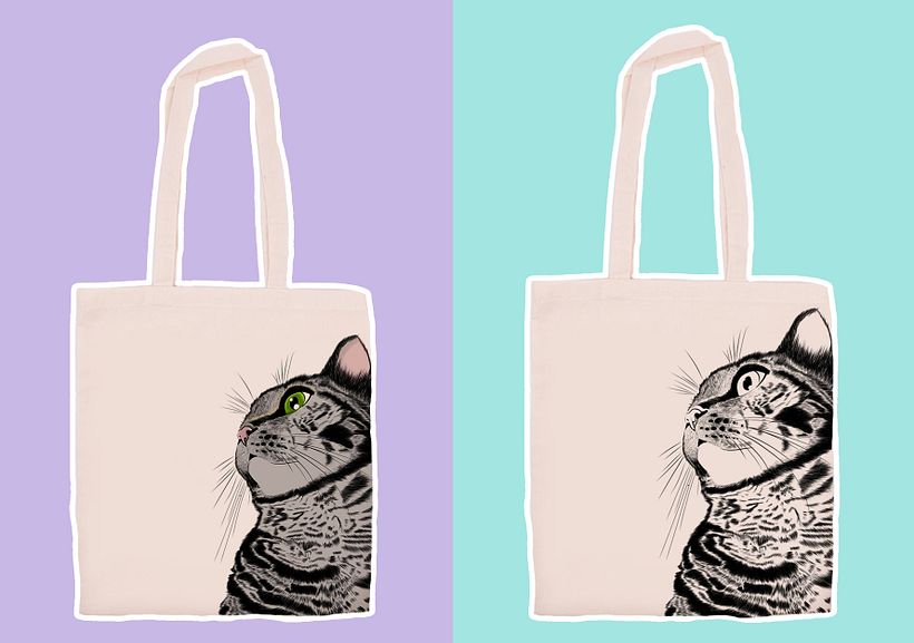 Diseño de bolsas de tela a una tinta (negro)  y a color.