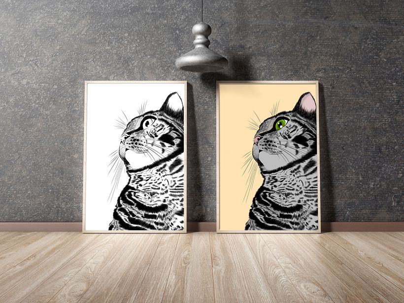 Mockup cuadros/posters blanco y negro y color.