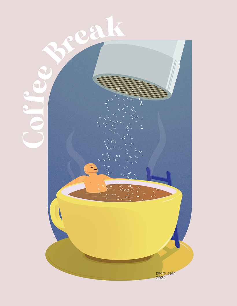 Coffee Break (My project for course: Dynamic Vector Illustration: Keys to Color and Composition) 3