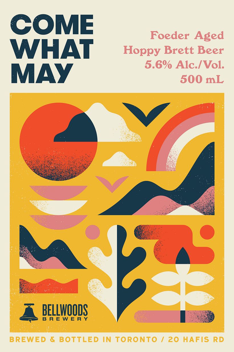Label design for Come What May a barrel aged brett beer by Bellwoods Brewery