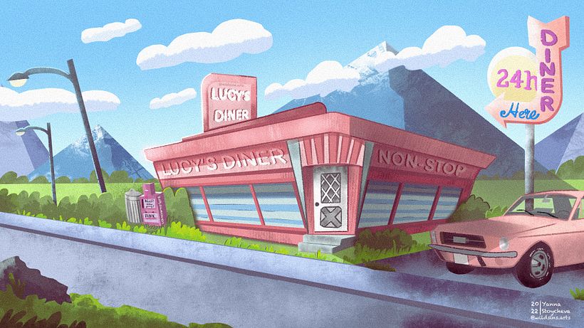 Lucy's diner: Digital Background Painting for Animation 1