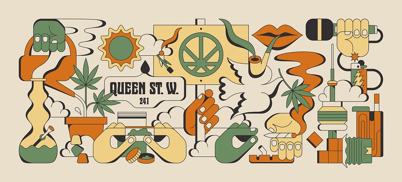 Mural created for Friendly Stranger a Toronto based cannabis culture shop