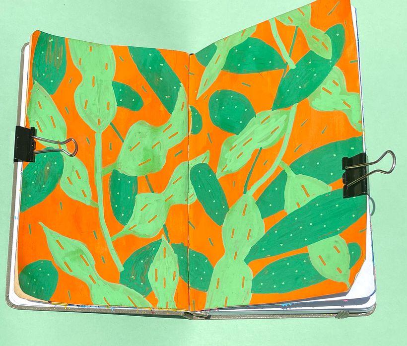 Interlaced plants copying Polina's design and colors.